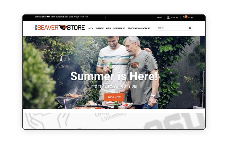 screenshot of OSU Beaver Store homepage