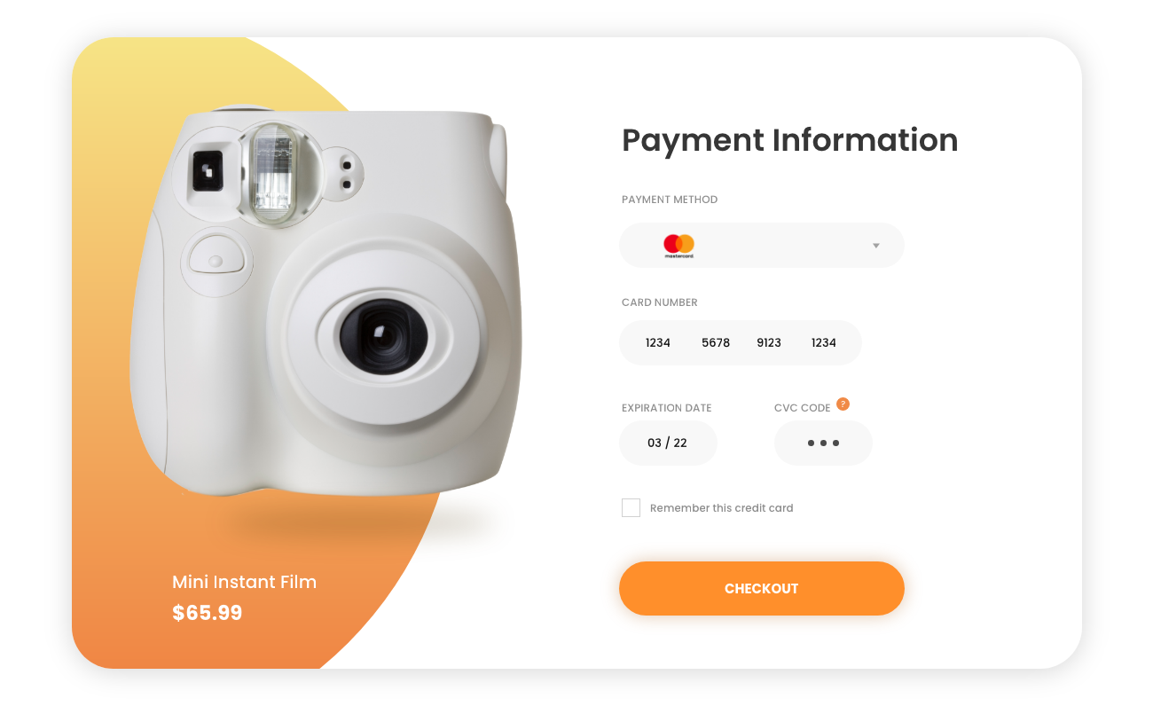 mockup of a checkout page on an ecommerce website